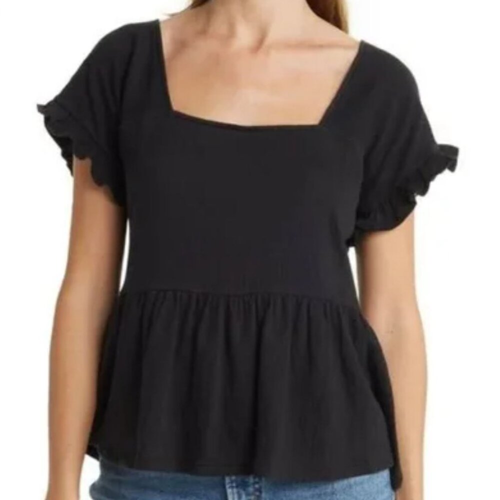 Madewell Lightspun Ruffle Hem Knit Top